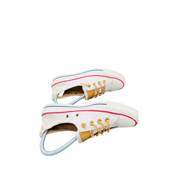 👟 Converse 6 White Pink Trim Slip Canvas Low Top Sneakers Nautical Summer - Picture 2 of 7